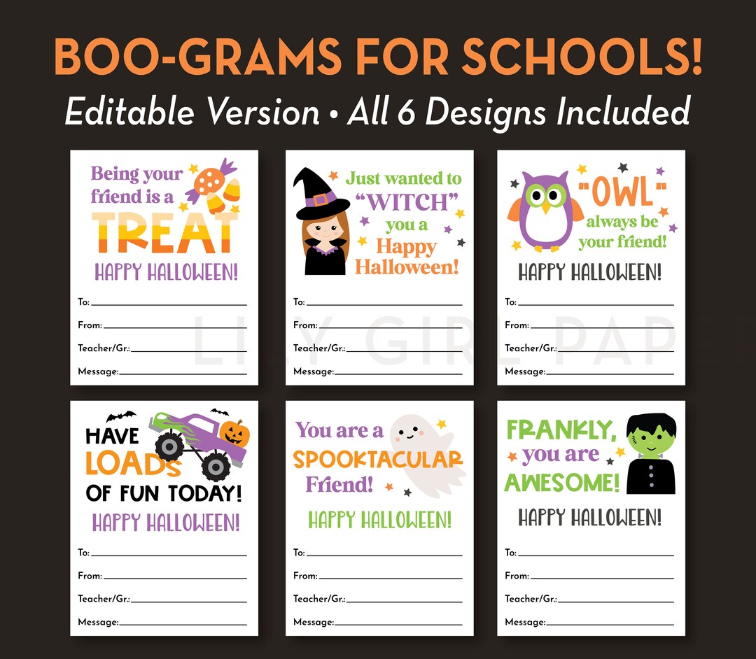 Editable Halloween Candy Grams, Boo Grams, INSTANT Download, PTA, PTO