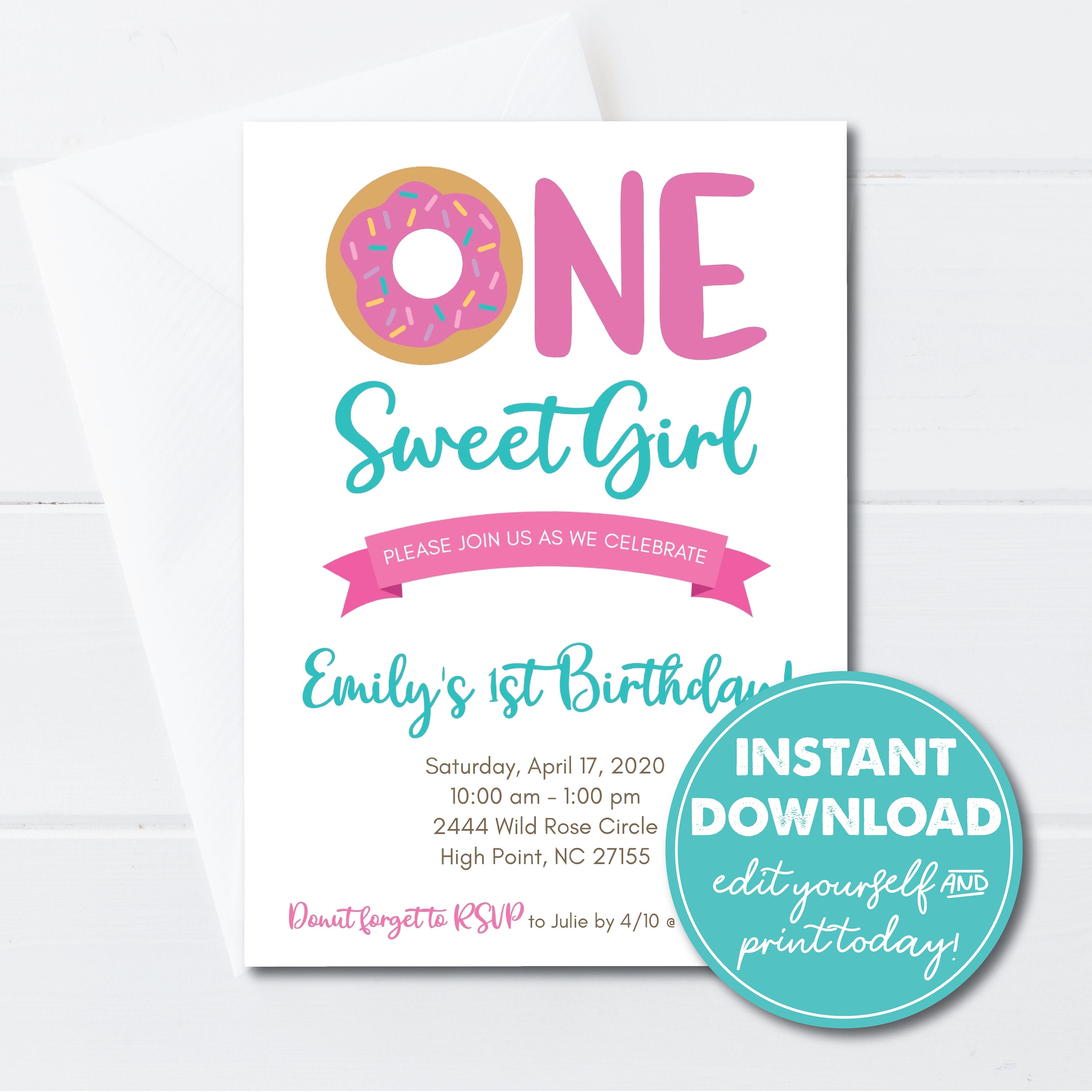 Editable 1st Birthday Template One Sweet | Etsy