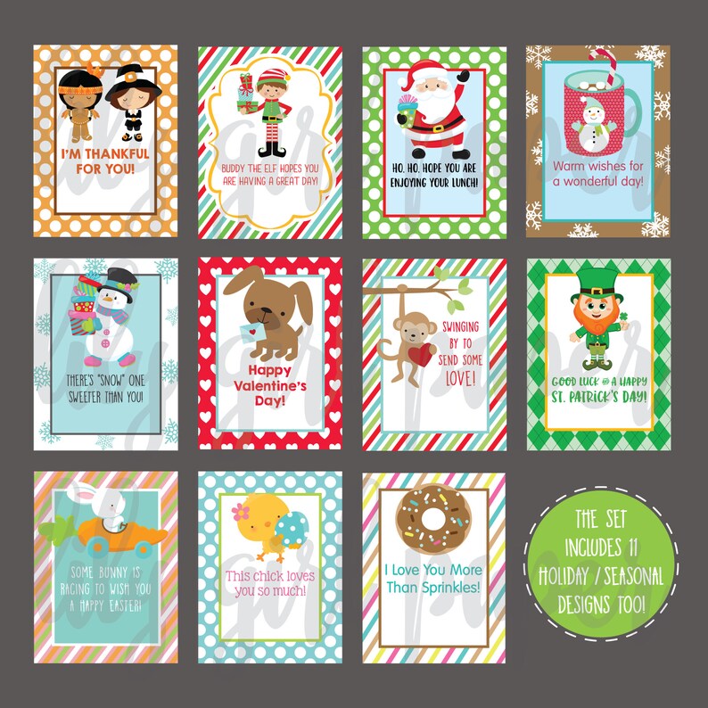 Lunchbox Love Notes INSTANT DOWNLOAD Printable Lunchbox - Etsy