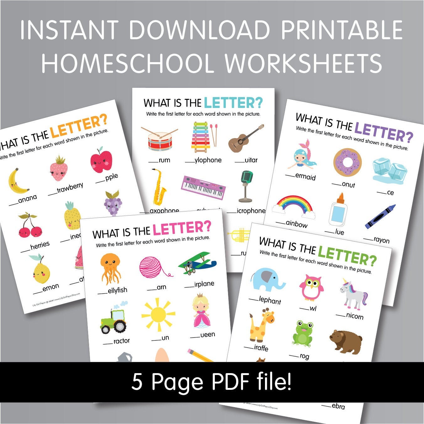 printable home school worksheets beginning letters etsy