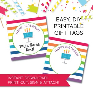 Sofortiger Download Alles Gute zum Geburtstag Geschenkanhänger, Geburtstagskarte, Geschenk geben, Verpackung Zubehör, digitale und druckbare Datei!