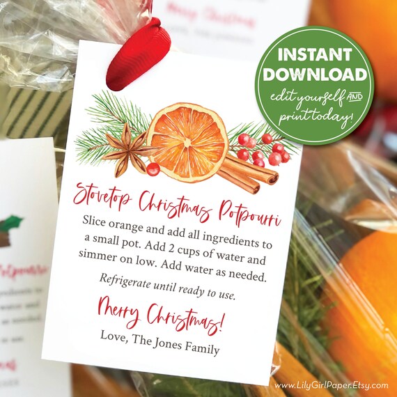 Stovetop Christmas Potpourri (+FREE Printable Tags!)