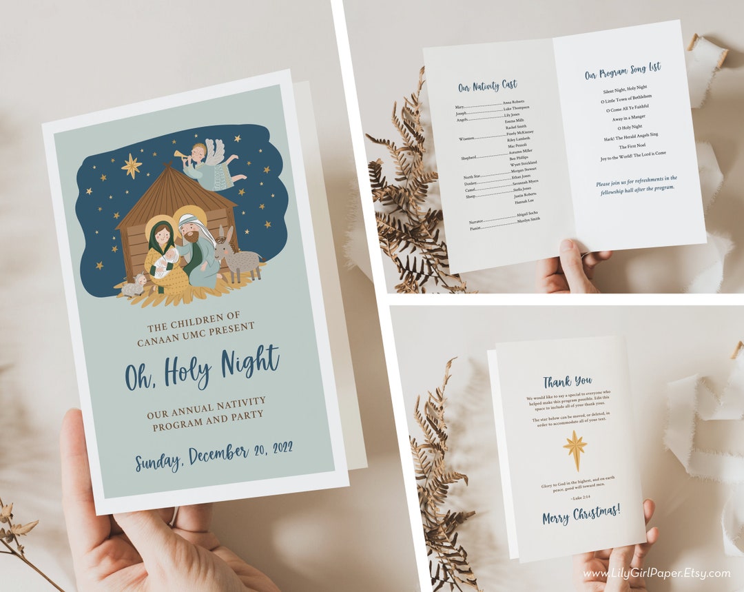Christmas Program Editable Template, Church Christmas Play Folded