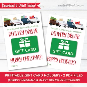 Titolare della carta regalo per l'autista della consegna, biglietto di Natale, regalo di festa, suggerimento per l'autista della consegna, regalo del corriere, DOWNLOAD IMMEDIATO, carta stampabile