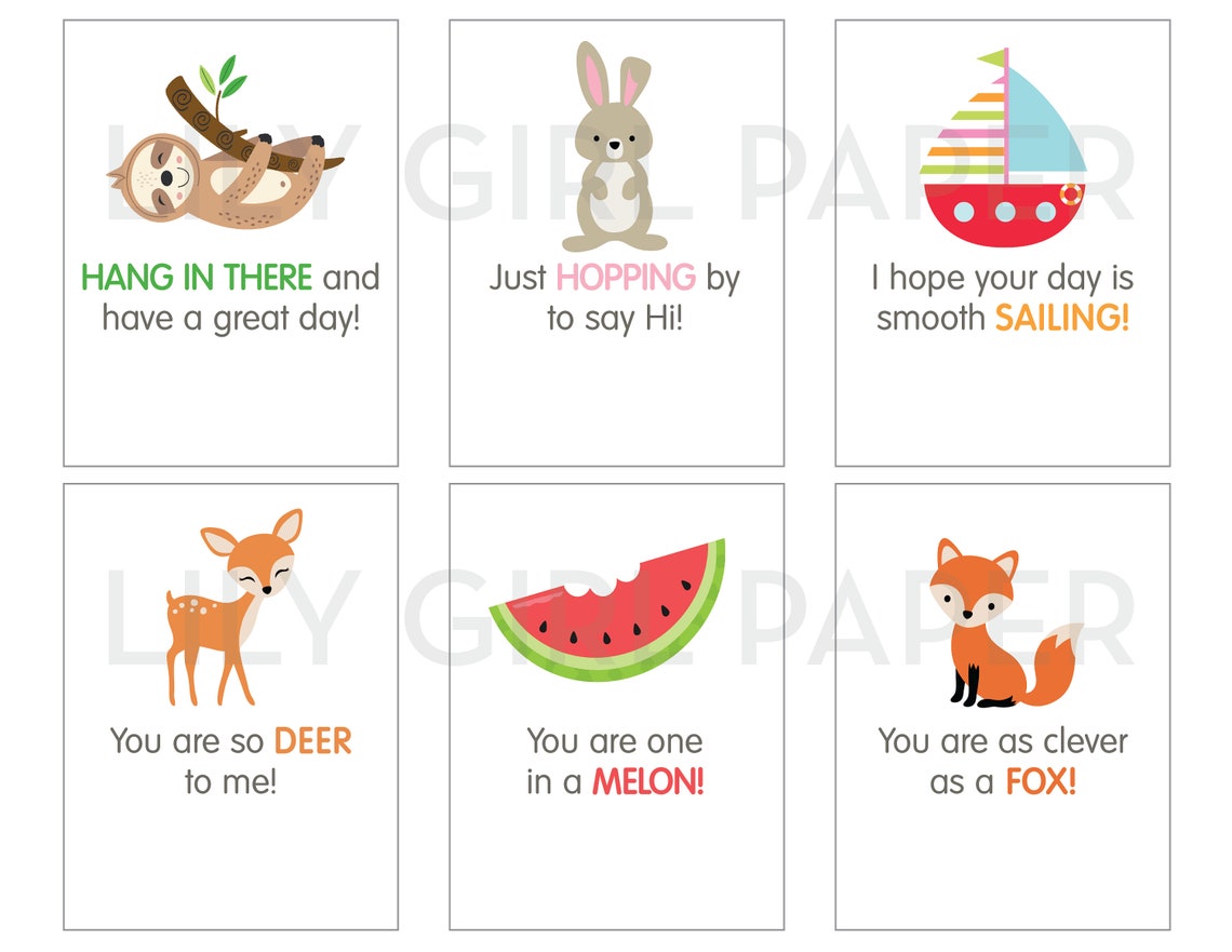 Lunchbox Love Notes Printable Lunch Box Cards Preschool - Etsy