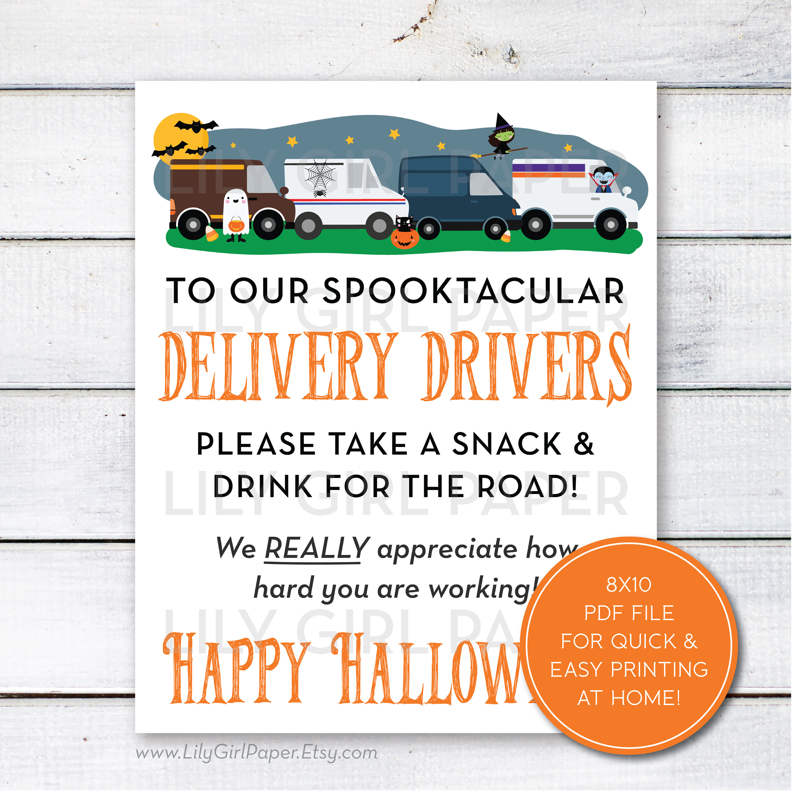 Halloween Delivery Driver Snack Station Sign, Halloween Deliveries