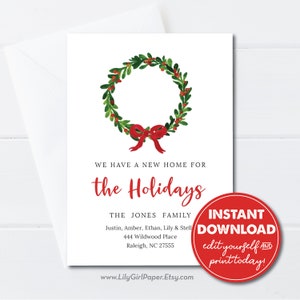 Editable New Home for the Holidays Christmas Moving Announcement, INSTANT DOWNLOAD, Winter New House, New Address Card, Printable Card 0243