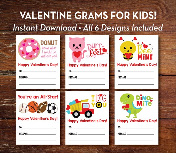 Valentine Grams, Candy Grams, INSTANT Download, PTA, PTO School Fundraiser Printable, Valentine Messages for Students Il_570xn