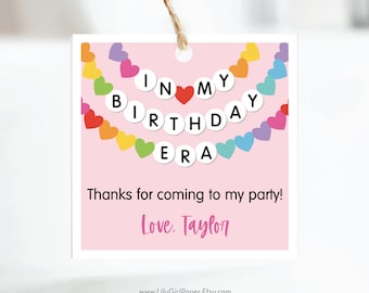 In My Birthday Era Favor Tags: Editable Friend Bracelet Tags (Digital Download) 0375