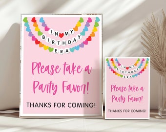 In My Birthday Era Birthday Party Favors Take One Sign, 8x10 and 5x7" signs, Friendship Bracelet, Tween Girl Birthday, Sleepover Party, 0375