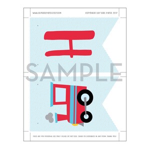 May include: Printable train themed banner with red, blue, and yellow colors. The banner features a train with a red body, blue windows, and black wheels. The banner also includes the text "SAMPLE".