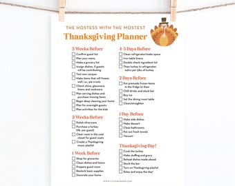 Thanksgiving Hostess Planner Checklist: Holiday To-Do List (PDF File)