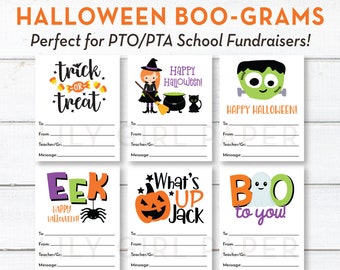 Editable Halloween Candy Grams, Boo Grams, INSTANT Download, PTA, PTO School Fundraiser Printable, Friendly Halloween Messages for Students