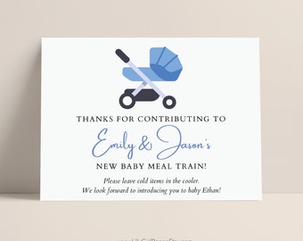 Editable New Baby Meal Train Drop-off Sign, Baby Boy, Edit on Canva, Printable Thank You Sign, Instant Download, 0377