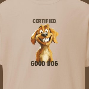 Golden Retriever Smiling dog, funny pet, cartoon animal, unisex tee, whimsical art, cute design, grinning canine, happy lover shirt