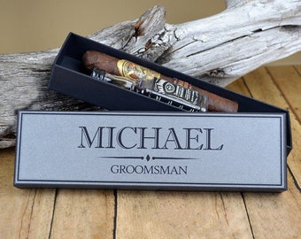 Groomsman Gift Box Customized Best Man Custom Personalized Black Name Title