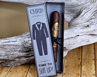 ¿Serás mi padrino de boda? Caja de puros, esmoquin, padrino de boda, hora de vestirse, regalo personalizado