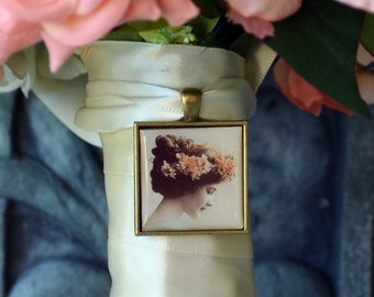 Wedding Bouquet Photo Charm Kit Copper/Brass Bridal Antique Memory Accents Frame Set