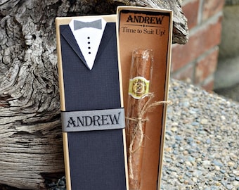 Will You Be My Groomsman Cigar Box Tux Best Man Time To Suit Up Rustic Custom Gift