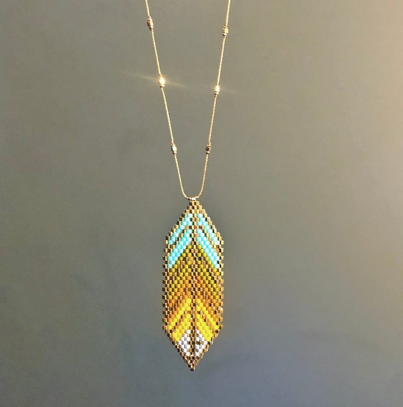 LILY LAMBERT Beaded Feather Necklace.. Etsy