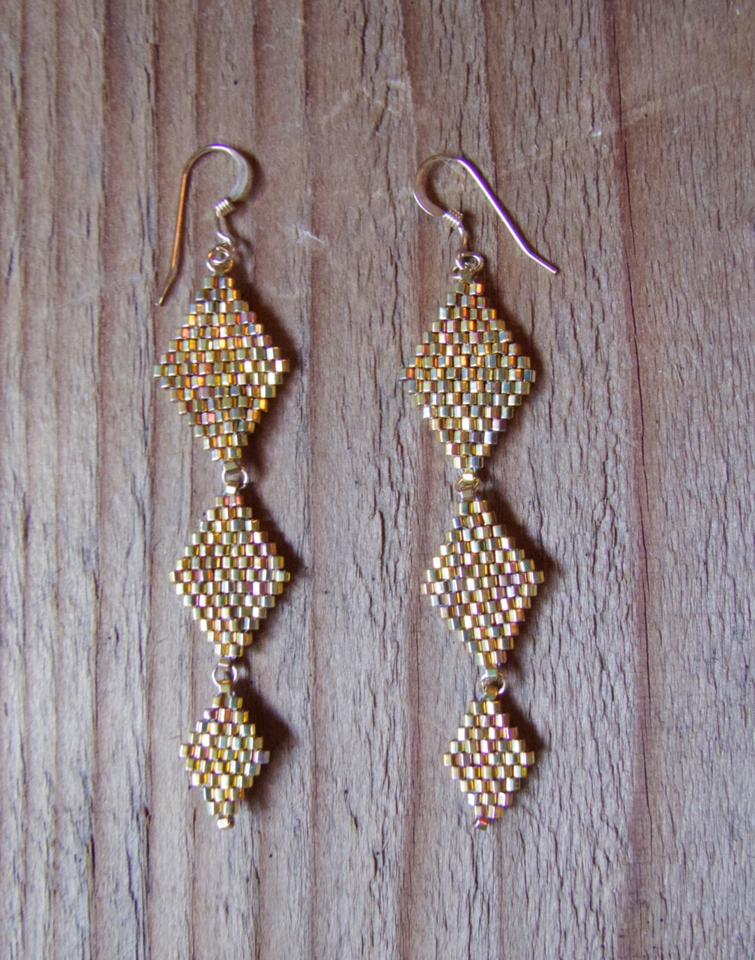 LILY LAMBERT 24k Gold 3 Diamond Earrings Etsy