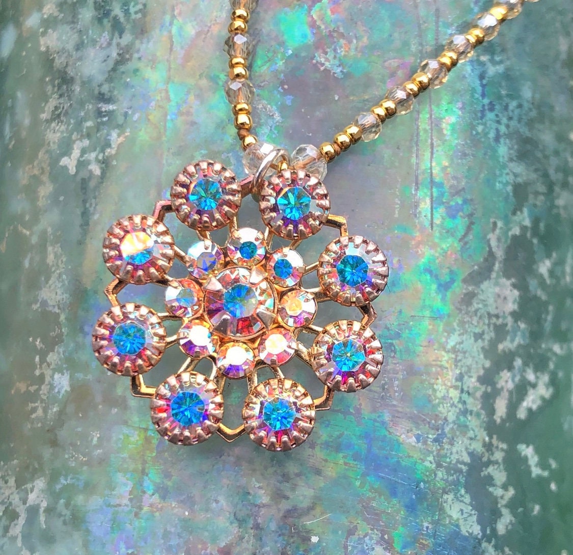 LILY LAMBERT Vintage Rhinestone Necklace Etsy