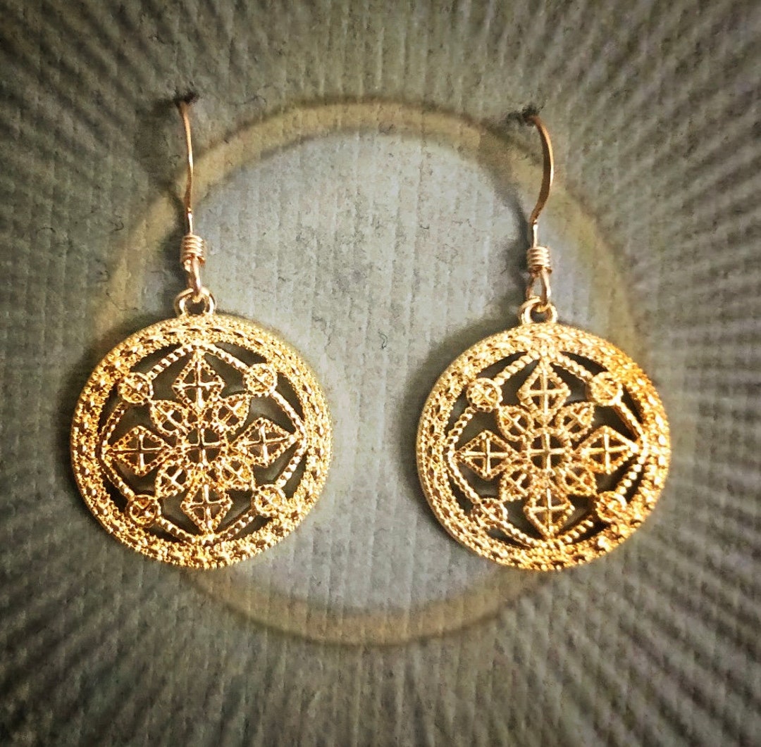 LILY LAMBERT Gold Mandala Earrings Etsy