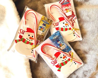 Sopa de muñeco de nieve / Bolsita de chocolate caliente / Bolsa de dulces de invierno / Kit de cacao personalizado para profesores, compañeros de trabajo y niños / Regalo de Navidad para la oficina