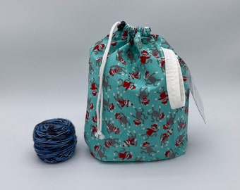 Winter Sock Monkeys Project Bag Stuff Sack medium