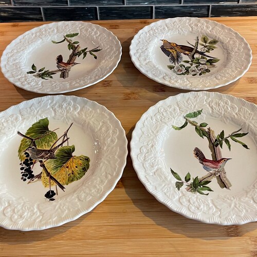 4 1940’s Embossed Alfred Meakin Audobon Birds Plates (SEE Description: Includes shops Unique Wren Plate)