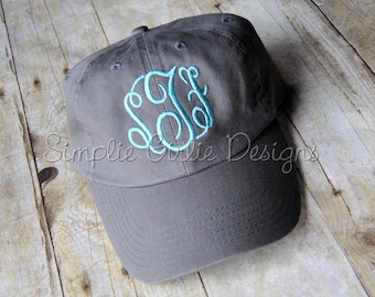 Monogrammed baseball cap. Custom monogrammed cap. Embroidered hat. Personalized