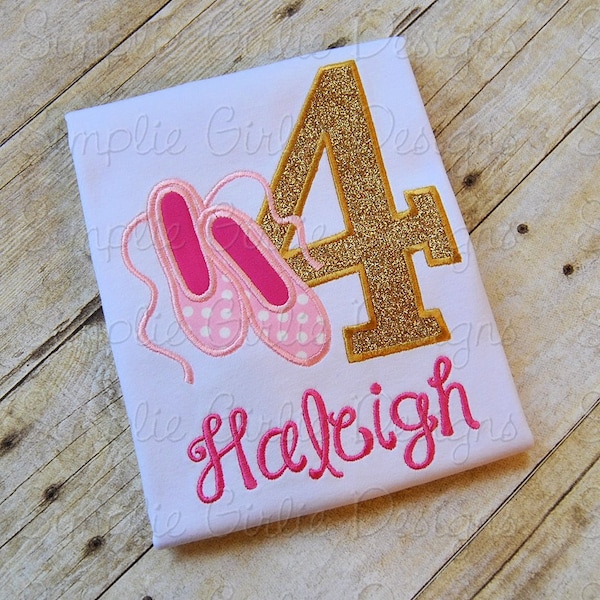 Custom ballet birthday shirt or bodysuit. Personalized. Will customize to match party colors.