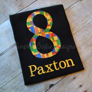 Building blocks birthday shirt. Boy's birthday shirt. Custom birthday shirt.