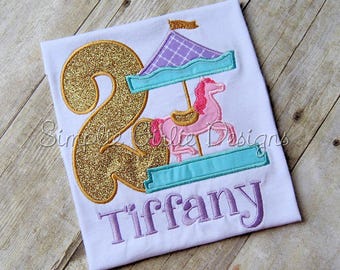 Carousel horse birthday shirt or bodysuit. Carousel birthday. Girl birthday. Custom birthday. Horse birthday.