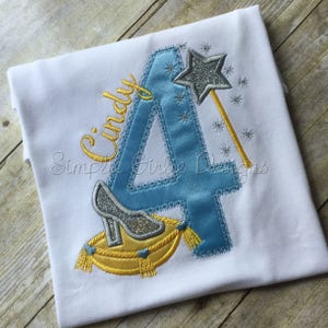 Cinderella birthday shirt or bodysuit. Custom birthday shirt. Princess birthday shirt. Personalized. Will customize to match party colors.