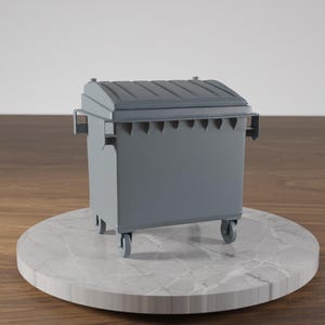 Miniature garbage container for model making and dioramas | Gauge H0, 1/35, 1/72 | 3D-printed in Germany | For self-coloring