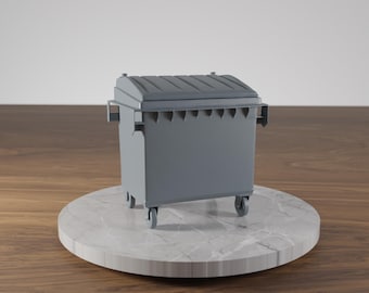 Miniature garbage container for model making and dioramas | Gauge H0, 1/35, 1/72 | 3D-printed in Germany | For self-coloring