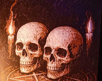 The Ritual – Original Skull Altar Panel Painting | Gothic Dark Art Horror Wall Print