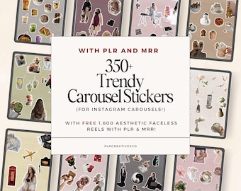 Instagram Carousel Stickers: 350+ Social Media Templates Viral Trendy Media Template DFY Faceless Marketing PLR MRR Digital png