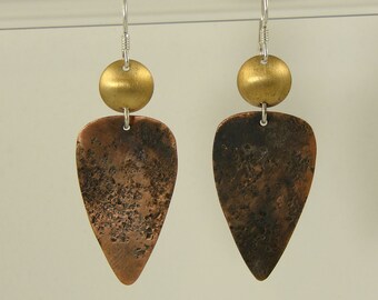 Copper and Brass Roller Print Earrings