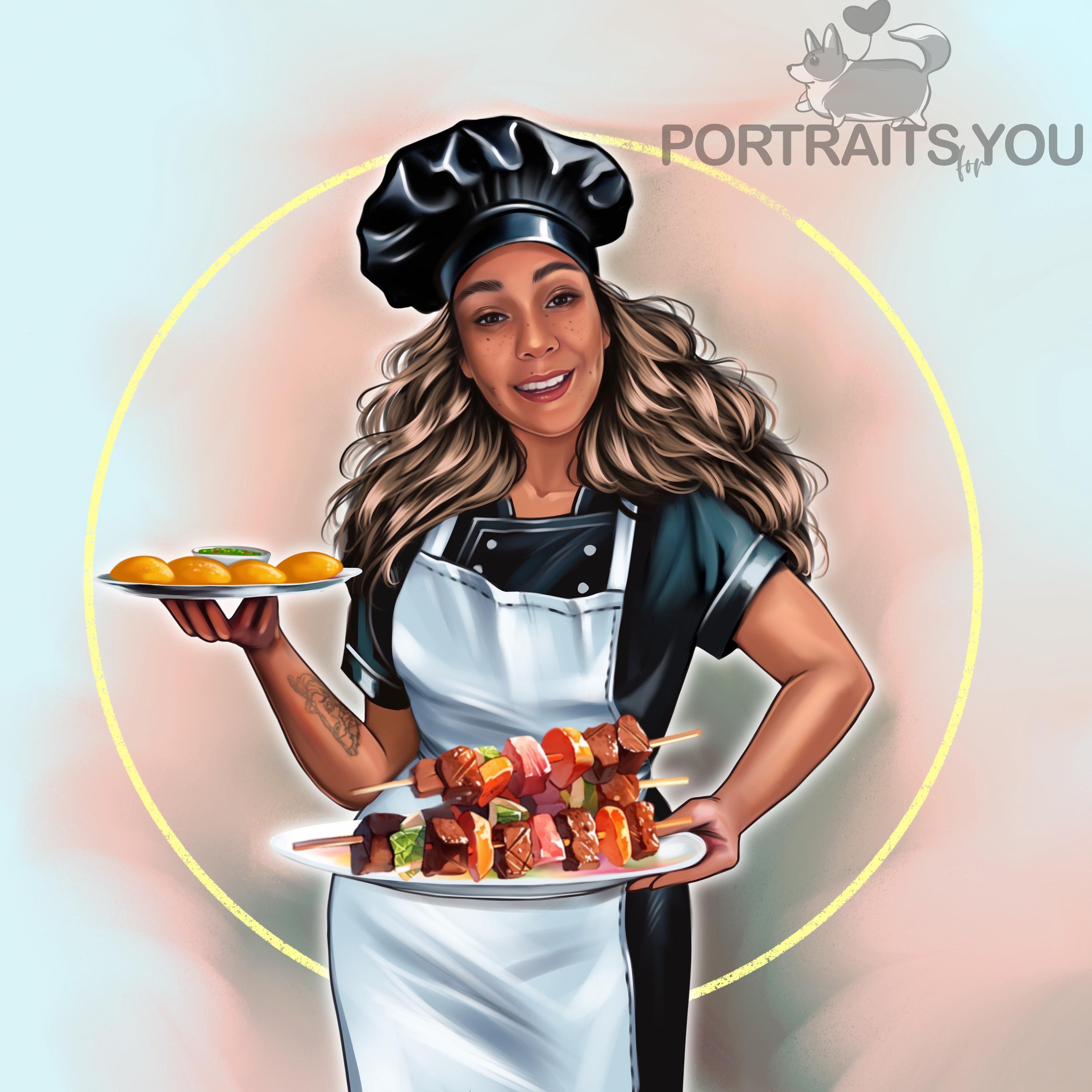 Cusdom Business Restaurant Logo Design Logo Portrait, Custom Logo , Character Logo Design, Custom Food Industry Chef Cook Bakery Logo