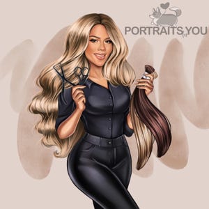 Diseño de logotipo para pequeñas empresas de peluquería, logotipo de extensión de cabello personalizado, logotipo de peluquería personalizado, logotipo de firma de dibujos animados de peluquería boutique