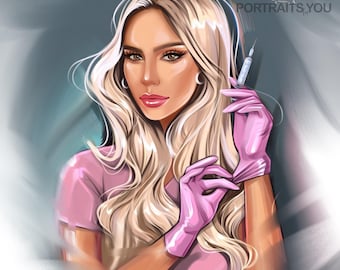 Сosmetologist Business Logo Design, Makeup Artist Hair Salon Nail or Lash Technician Custom Logo Portrait Avatar from Photo, Cartoon Logo