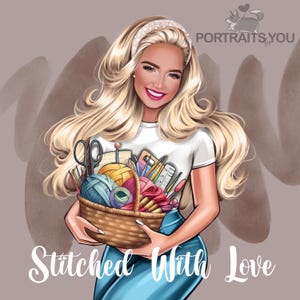 Logo d'entreprise de tricot, portrait de logo, logo de tricot personnalisé, avatar, logo de personnage pour création artisanale, portrait numérique