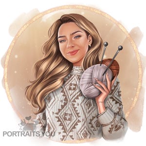 Logo d'entreprise de tricot, portrait de logo, logo de tricot personnalisé, avatar, logo de personnage pour création artisanale, portrait numérique