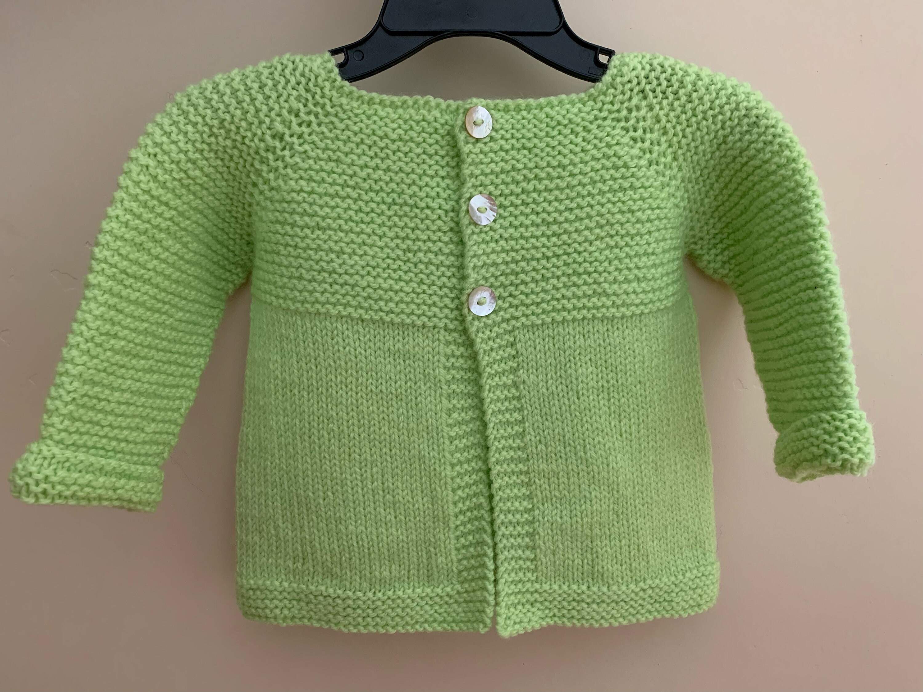 Hand Knit Wool Baby Cardigan, Light Lime Green, 12-18 Months - Etsy