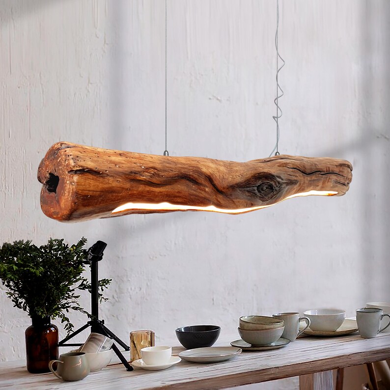 Driftwood Chandelier, Rustic Light Fixture, Farmhouse Light, Kitchen