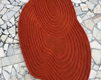 5X8 Terracotta Modern Abstract Hand Tufted Wool Oganic shape Living Room, Bedroom & Kids Rug Custom Size Minimalist Carpet for Home Decor