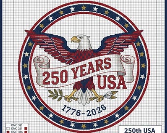 USA 250 Years Cross Stitch Pattern PDF