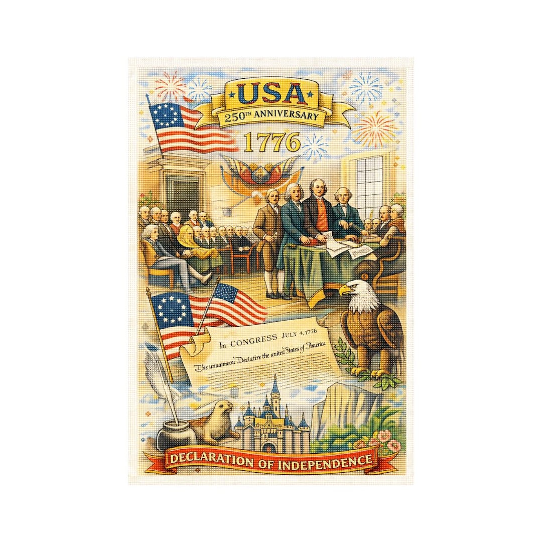 USA 250th Anniversary Declaration of Independence Cross Stitch Pattern ...